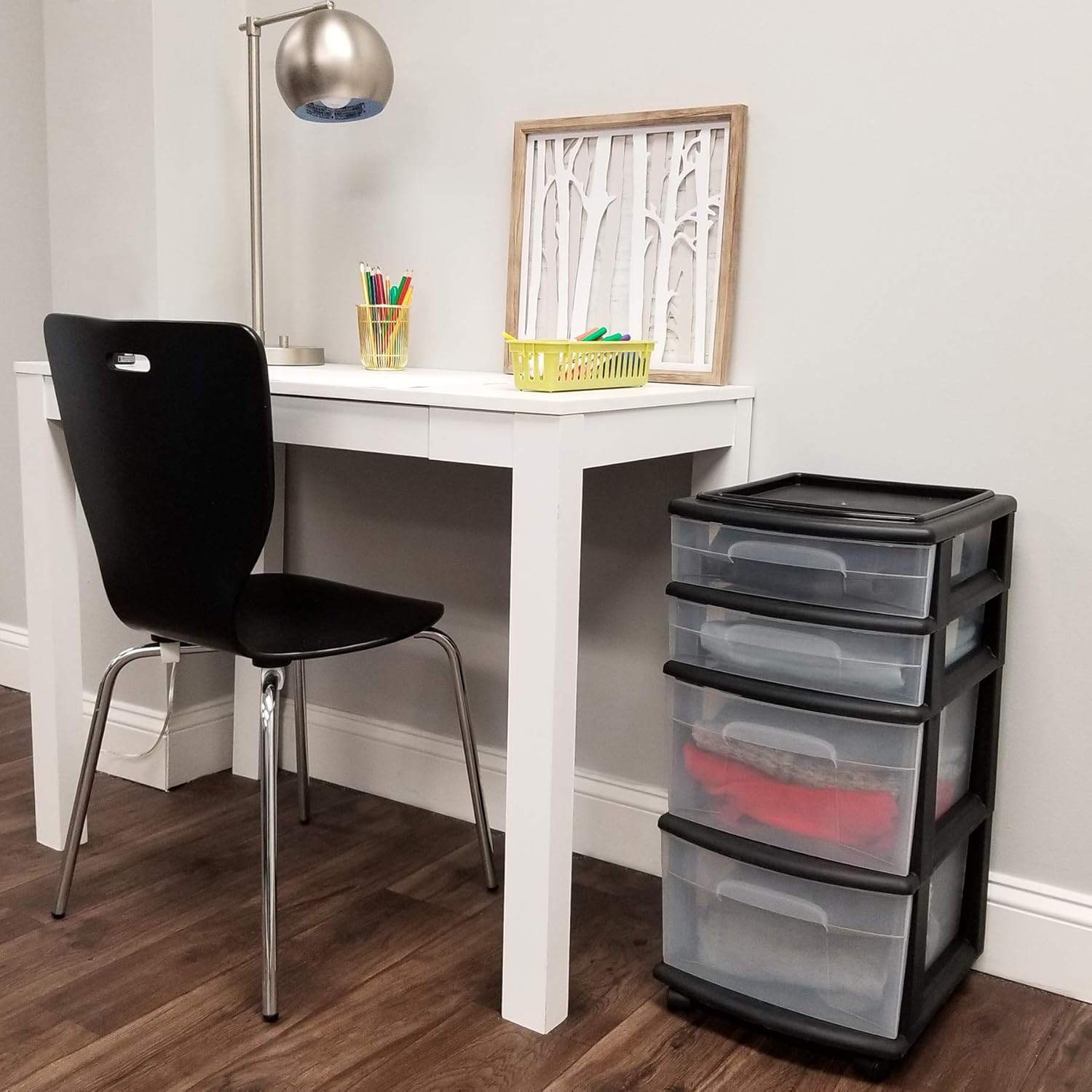 HOMZ 05564BKDC.01 4 Storage Cart, Set of 1, Black Frame/Clear Drawers: Home & Kitchen