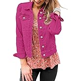 LookbookStore Women's Basic Long Sleeves Button Down Fitted Denim Jean Jackets