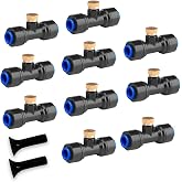HOMENOTE 10 Pack Brass Misting Nozzles for Outdoor Cooling System | Mister Replacement Nozzles Tee and Plugs for 1/4" Tubing, Misting System Accessories for Patio, Garden, Greenhouse