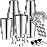FoldTier 15 Pcs Cocktail Shaker Set Bartender Kit Boston Shaker Professional Bar Gifts with 18oz and 28oz Stainless Steel Martini Shaker Drink Mixer Strainer Measuring Jigger Alcohol Pourer
