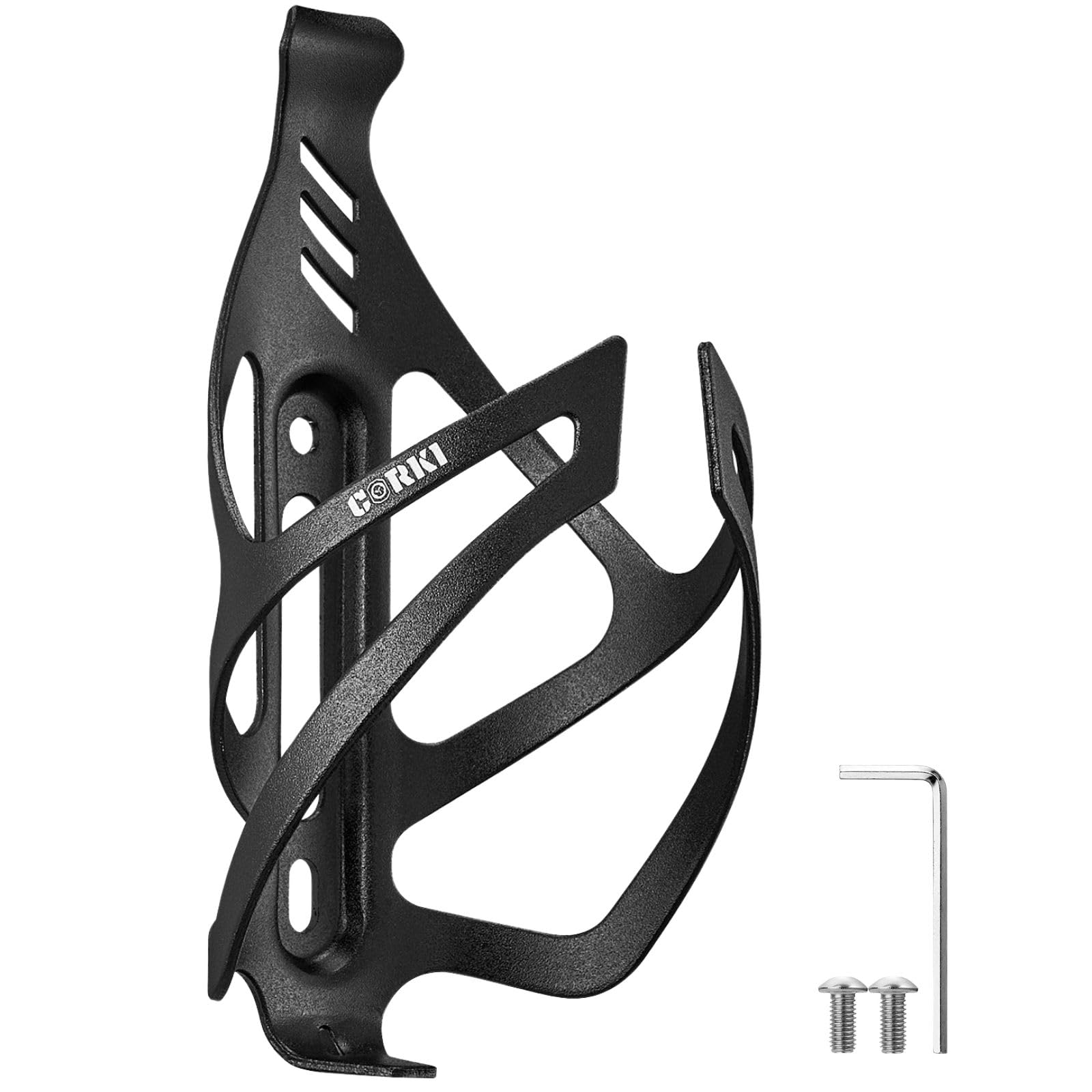 Photo 1 of Corki Cycles Bike Water Bottle Holder Aluminum Alloy, Universal Bike Water Bottle Cage for Road, Mountain and Gravel Bikes -1 Pack - Black