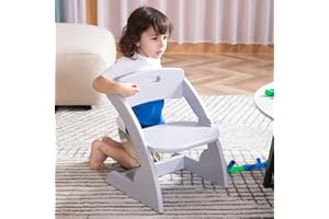 HOUCHICS HOUCHCIS Toddler Chair, Wooden Toddler Chair for Kids, Adjustable Kids Chairs for Toddlers, Toddler Chairs and Small Chair, Kids Chair (Grey)