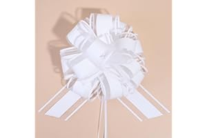 TIADYBOW 12 Pieces Pull Bow Wrapping Pull Bow Ribbon Pull Bows for Wedding Baskets,6 Inches Diameter Gift Bows, Large Bows for Presents. (White)