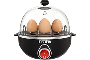 OSTBA Rapid Egg Cooker, 7-Egg Electric Egg Boiler & Egg Steamer, Hard Boiled Egg Cooker & Egg Maker with Manual Switch, Overh