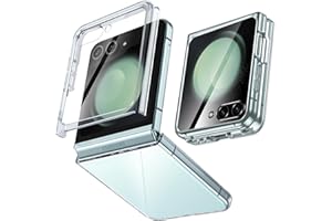 Vizvera for Samsung Galaxy Z Flip 5 Clear Case, Built-in Screen Protector HD Clearly Case Shockproof Full Body Protection Anti-Scratch Phone Case for Galaxy Z Flip 5 5G (2023)-Clear