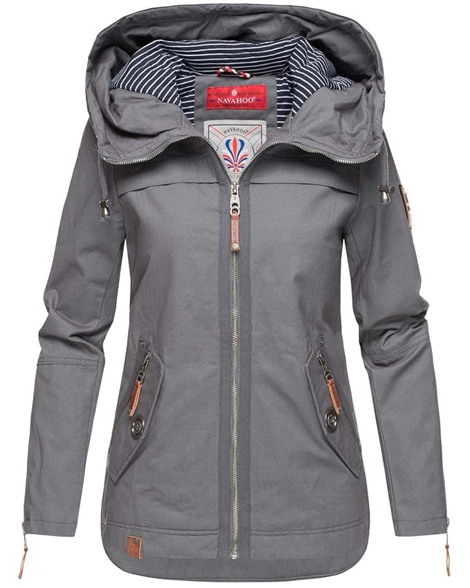 Navahoo Damen Jacke Frühling Übergangsjacke Parka Mantel Kapuze B692