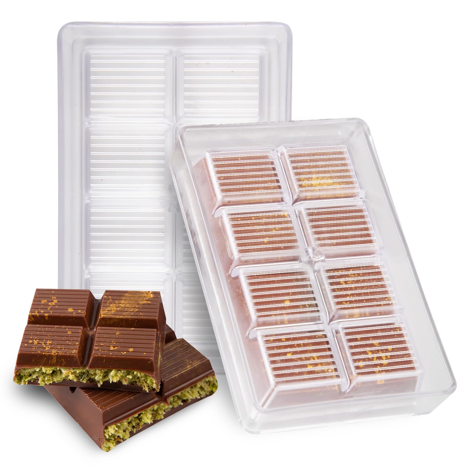 Professional Polycarbonate Dubai Chocolate Bar Mold – Deep Chocolate Making Mold, Durable Hard Plastic Chocolate Mould for Precision Bars – 1 Piece