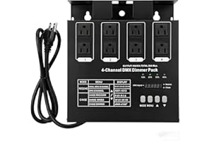 DMX Controller 4-Channel Dimmer Pack DMX512 Protocol, Chase Mode & Overload Protection, Compatible with High-Voltage Halogen 