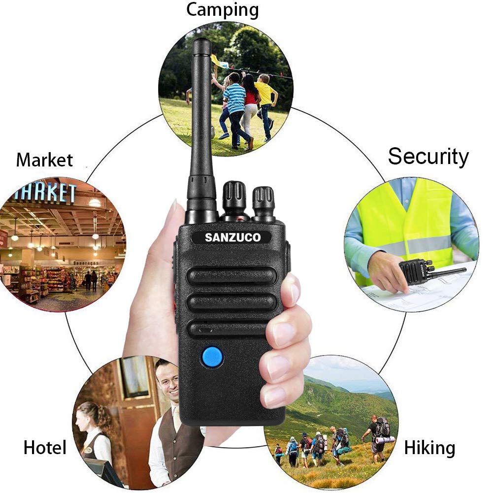 SANZUCO Long Range Rechargeable Two-Way Radios for Adults & 16 Channel Walkie Talkies with Earpiece and Mic Set (Pack of 2)