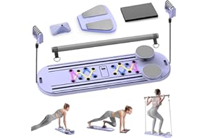 ADDWIN Pilates Board, Pilates Reformer Set, 15 in 1 Foldable Pilates Reformer Board for Women Home Workout, 2025 Upgrade Pilates Sliding Board for Women