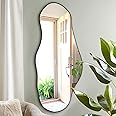 DAOYIJIAJU Large Irregular Mirror, 47.2"x21.4" Asymmetrical Oblong Mirror, Big Cloud Shaped Organic Mirror, Modern Waved Decorative Mirror for Living Room Bathroom Bedroom Entryway Fireplace