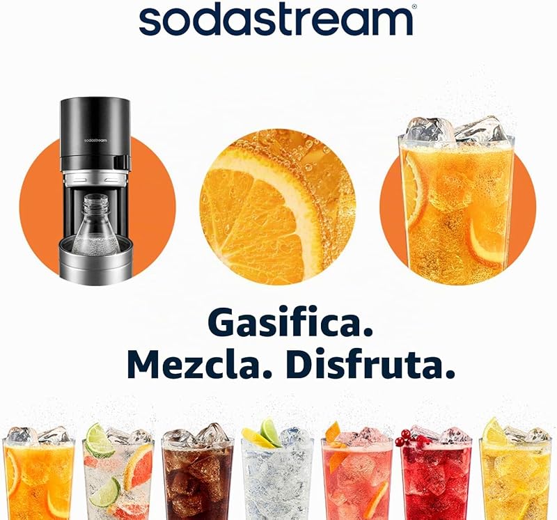 Duo – Máquina para hacer agua con gas y bebidas favoritas, negro