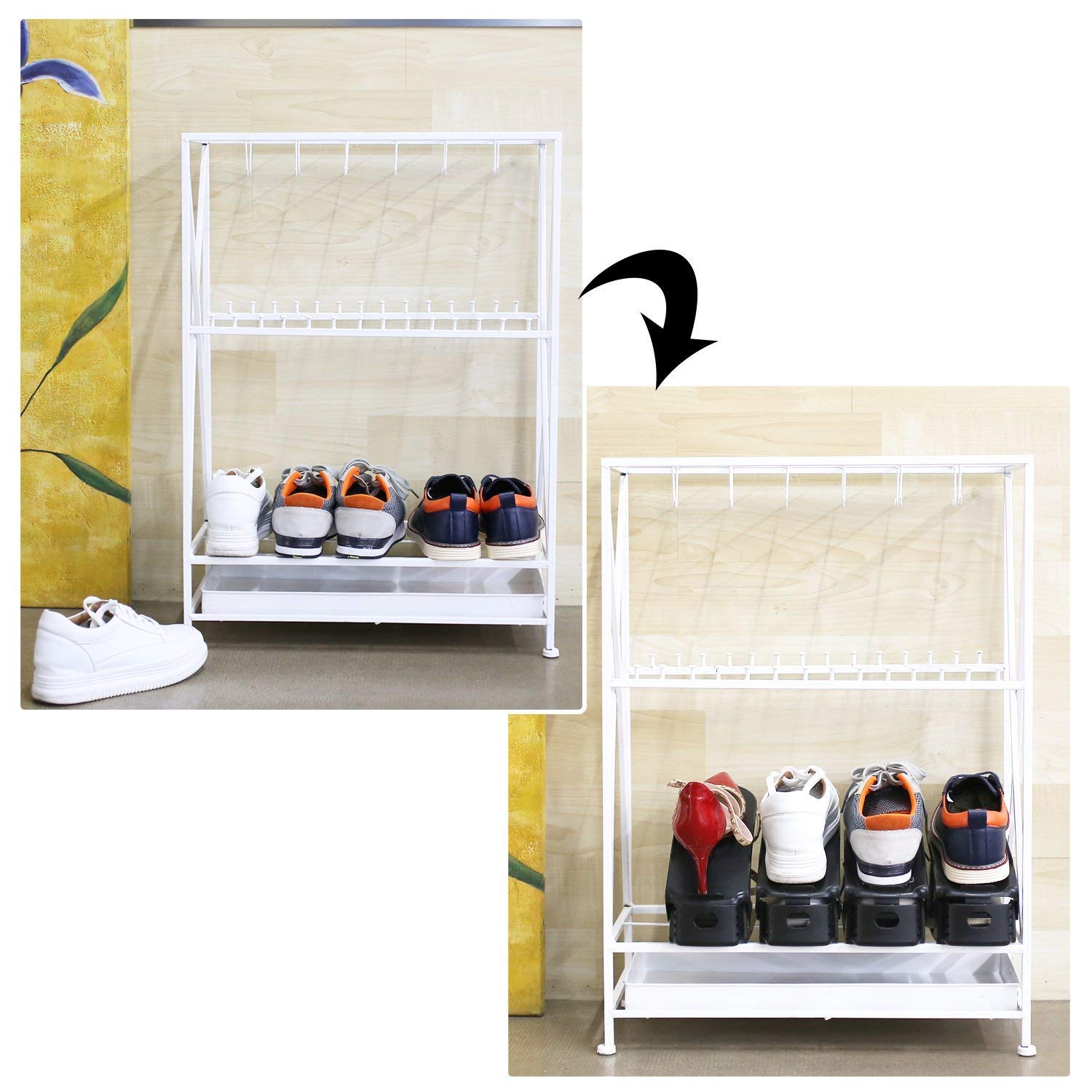 Organizer Scarpe Salvaspazio 10 Pezzi Nero - Regolabile Per Armadio E Scarpiera - Foto 10