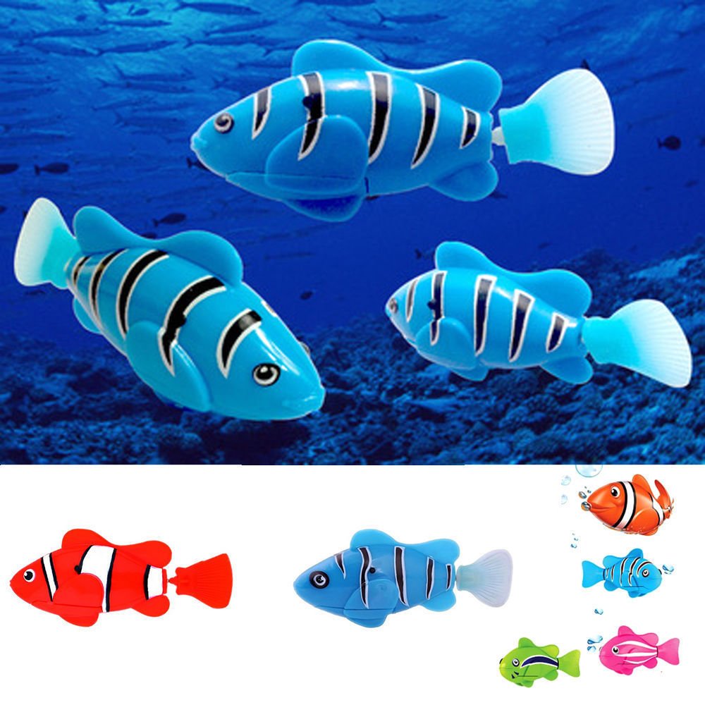 Swimming Robot Fish Activated in Water Electric Turbot Clownfish Battery Powered Robo Fish Toy Children Kids Robotic Gift (4 Pcs )