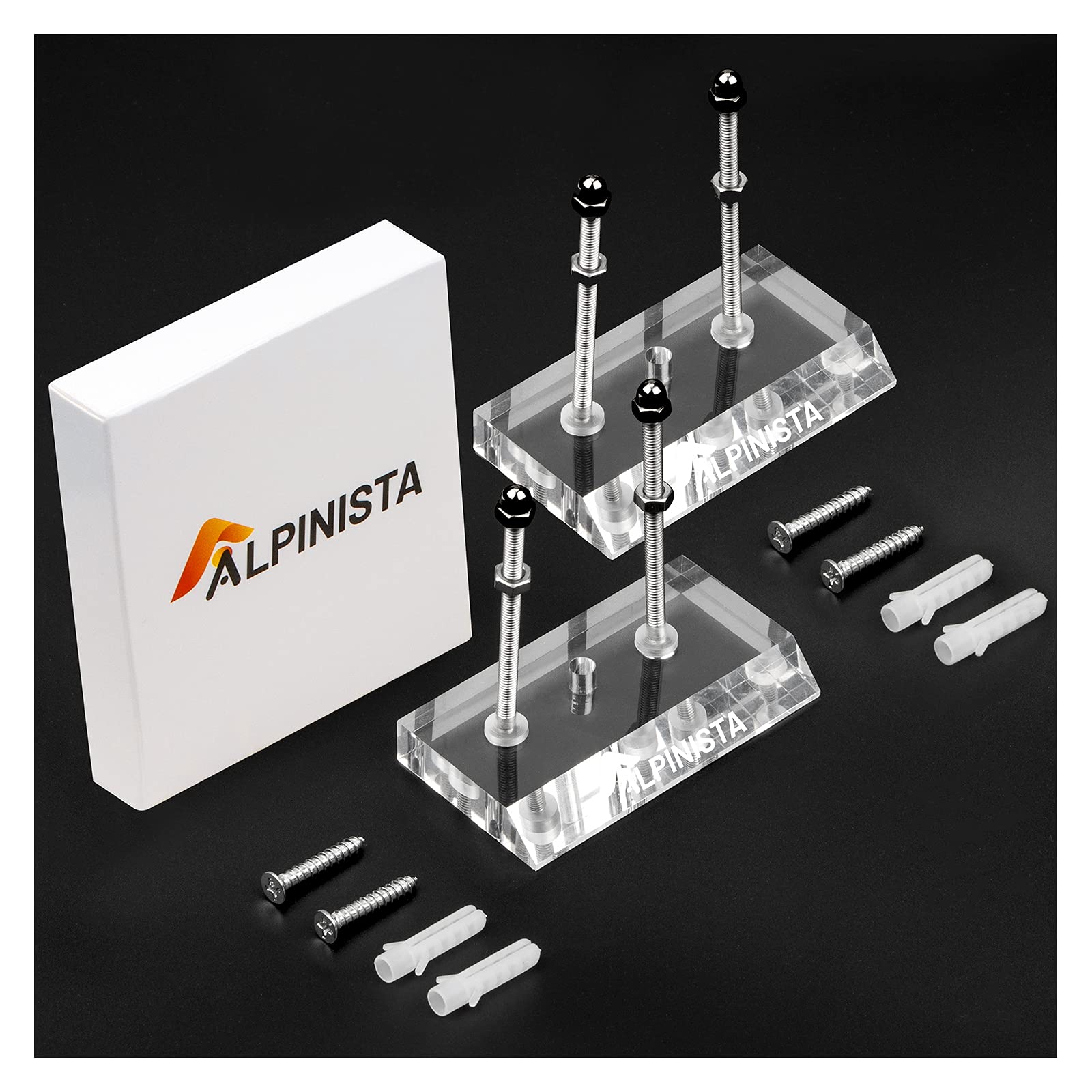 Alpinista Skateboard Wall Mount Horizontal Deck Display Luxury Skate Rack, Transparent, 2 Pack