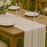 10FT Ivory White Cheesecloth Table Runner 120 Inch Rustic Boho Gauze Cheese Cloth Table Runner for Wedding Baby Shower Bridal Shower Birthday Party Home Decorations