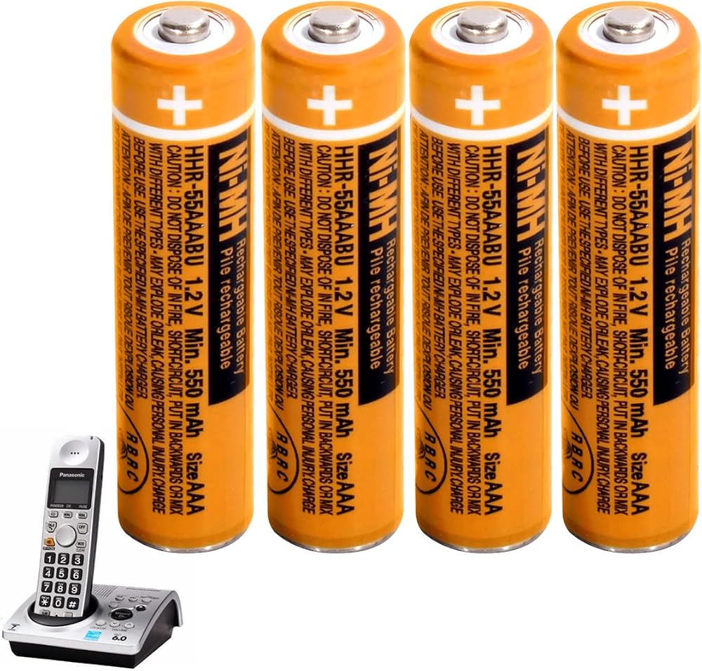 Pingju NiMH AAA Rechargeable Battery 1.2V 550mAh 4-Pack for Cordless Phones