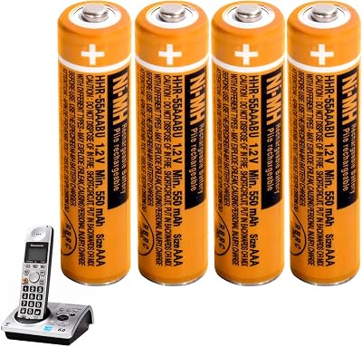 Pingju NiMH AAA Rechargeable Battery 1.2V 550mAh 4-Pack for Cordless Phones