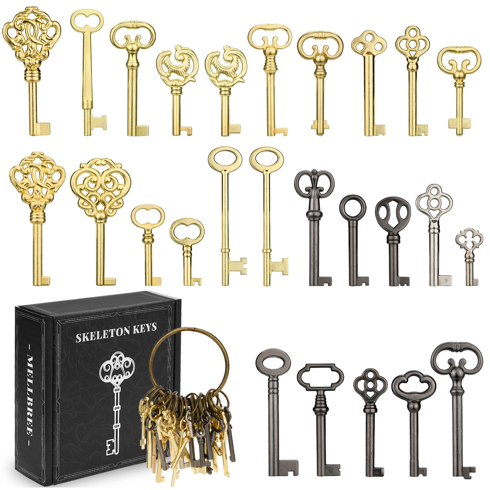 Photo 1 of Skeleton Key Set, 26-Key Universal Replacement Skeleton Keys Kit for Antique Dresser, Chinese Cabinet, Antique Furniture and Old Style Cabinets or Doors, Collectible Gift
