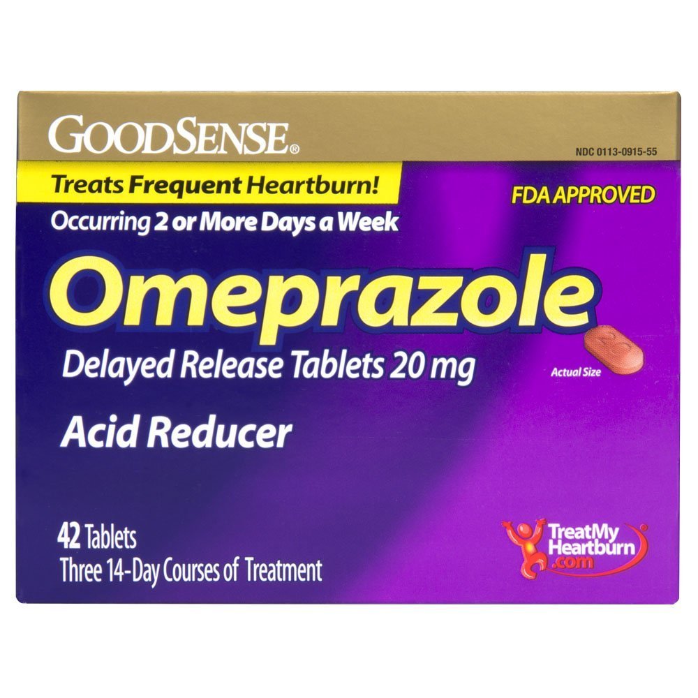 GoodSense Omeprazole Delayed Release Tablets, 20 mg, Acid Reducer for Heartburn, 42 Count