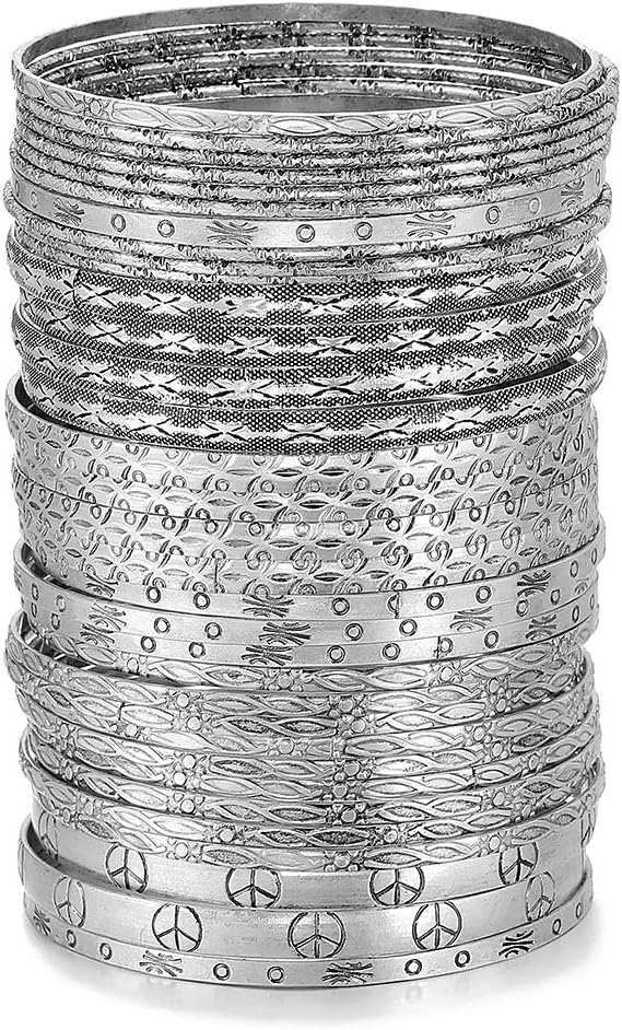 EnsoulLove/Peace/Cross Design Metal Bracelets&Bangles Set for Girls&Women