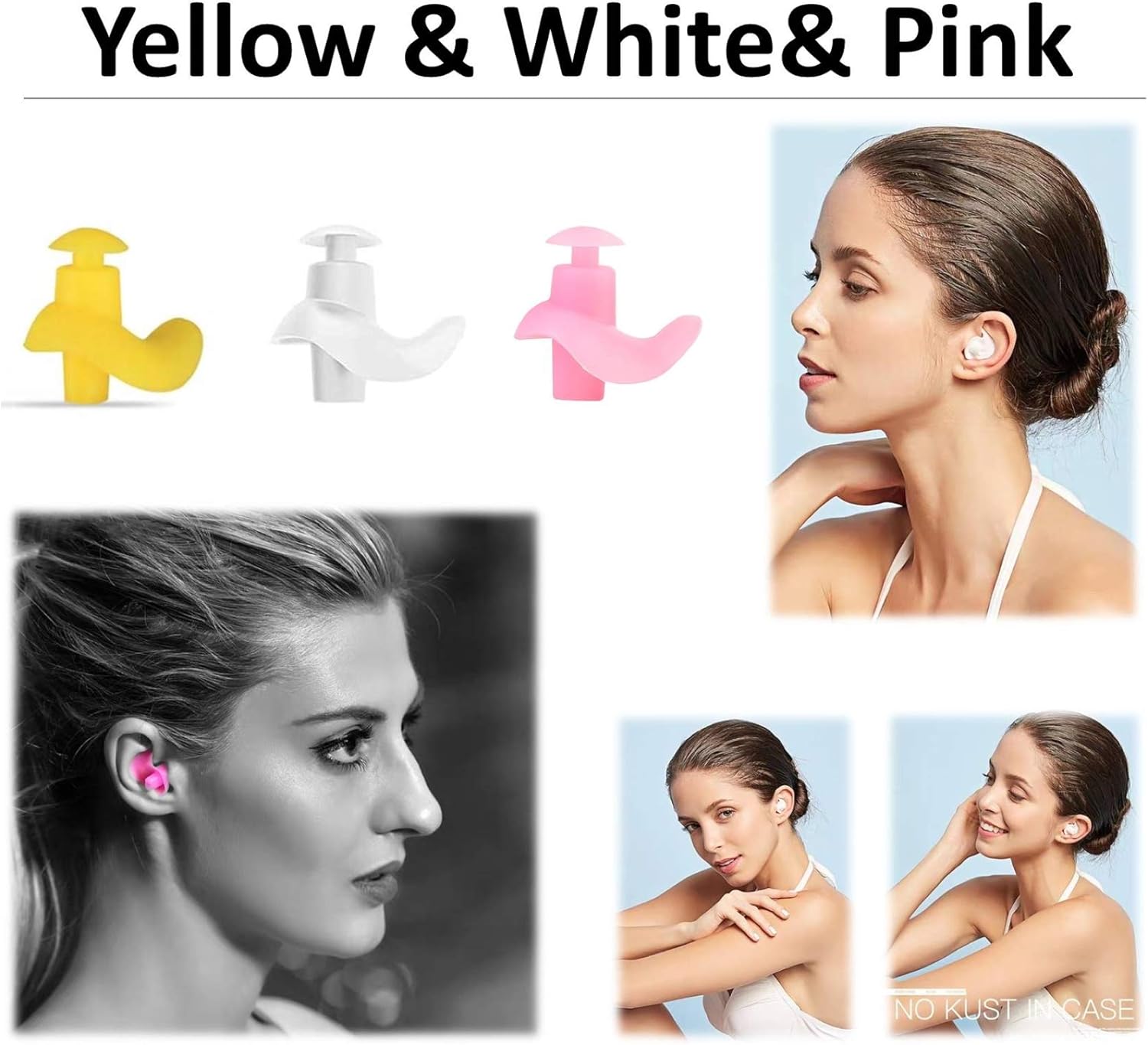 Swimming Ear Plugs,5-Pairs PackWaterproof Reusable Silicone Swimming EarPlugs for Swimming Showering Bathing Surfing Snorkeling and Other Water Sports,Suitable for Kids and Adults: Health & Personal Care