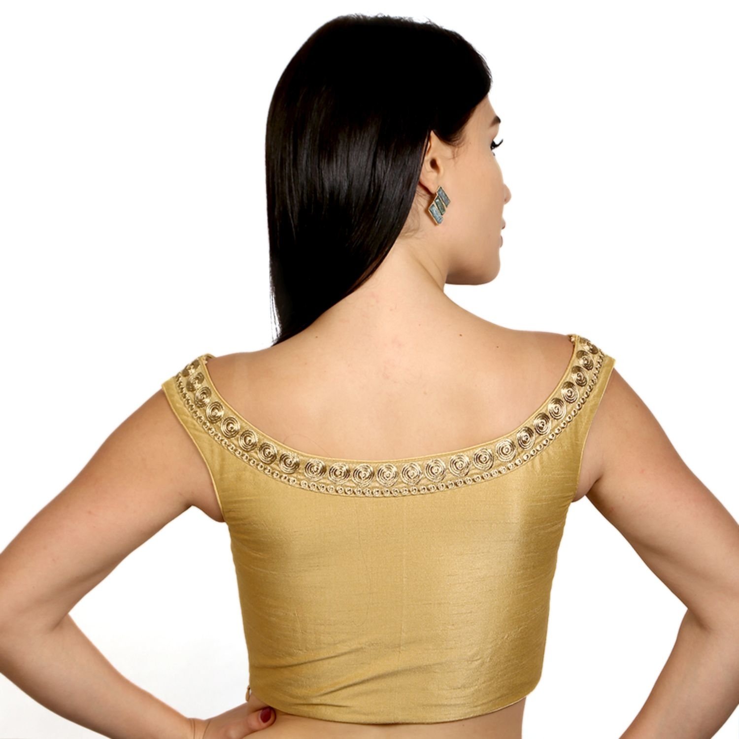 rinkoo women's dupion silk princess cut readymade saree blouse