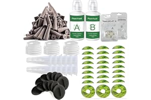 hdroor 188pcs Hydroponics Supplies Kit with 100 Grow Sponges, 12 Grow Baskets, 12 Grow Domes, 50 Labels, 200ml Hydroponics Nutrients A&B, 12 Plant Spacers - Hydroponics Garden Accessories