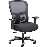 HON Sadie Big and Tall Ergonomic Office Chair, Heavy Duty Desk Chair, Black | Big and tall ergonomic office desk chair for desk work, lumbar support, adjustable arms, mesh comfort, 350 lb capacity
