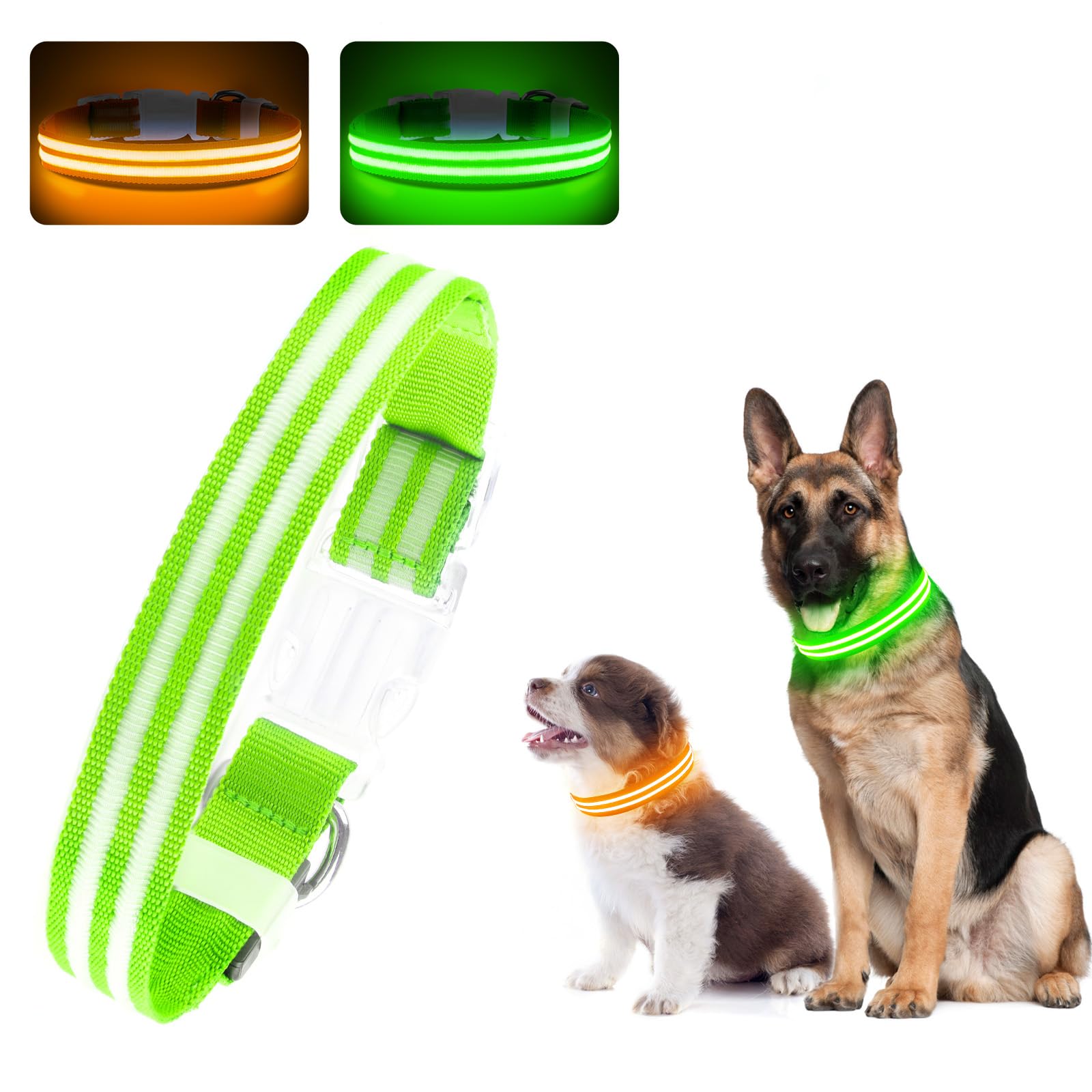 Photo 1 of LED Dog Collar, Light Up Dog Collar, Lighted Dog Collars Adjustable for Night Walking, Glow in The Dark Dog Collars Light with USB Rechargeable Color Changing Waterproof for Dogs (Green, Small)
