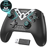 Dual Hall Effect PC Controller-Enhanced Wireless Bluetooth Controller with Hall Joysticks & Triggers & Joystick Speed Down for PC Windows/iPhone/Android/Switch/Steam/TV (With USB Dongle & Phone Clip)