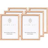 ATOBART 5x7 Oak Wood Picture Frames, 6 Pack Natural Wood Color Photo Frame with High Definition Glass for Wall Mount or Table Top Display