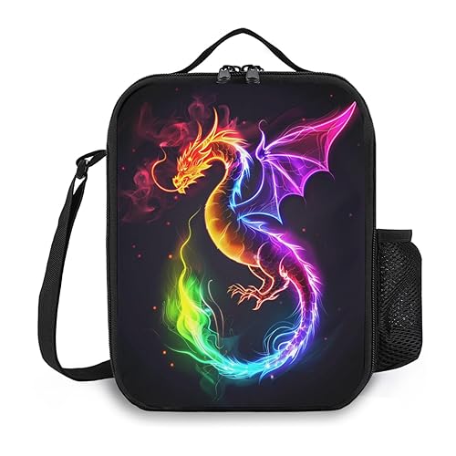 Ximjoju Dragon Lunch Box Insulated Lunch Bag for Women Men Reusable Large Capacity Lunchbox with Shoulder Strap Small Leakproof Cooler Food Bento Tote Bag for Work Travel Picnic