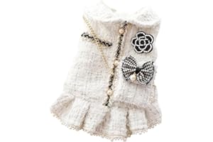 AZA Dog Princess Dresses for Small Dogs Lolita Clothes Tweed Costume White Pet Girl Cute Coat Outfits Fall Costumes (XL,White)