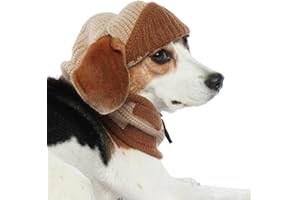ADNIKIA Dog Winter Pilot Hat with Ear Flaps for Cold Weather, Knitted Dog Hat with Ear Holes & Adjustable Chin Strap, Noise Protection Knitted Beanie Hat, Stylish Pet Accessories & Clothes
