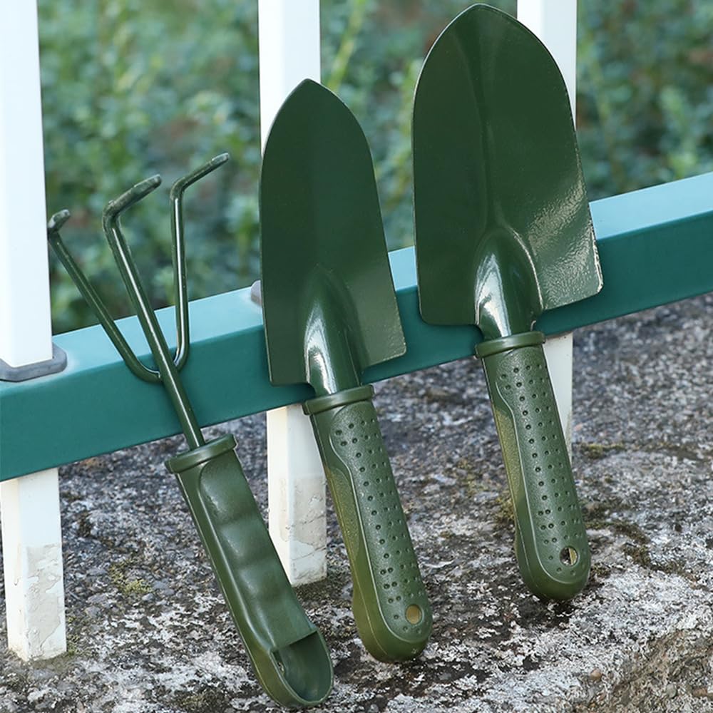Photo 1 of Mini Gardening Set for Pruning Plants, Small Iron Shovel, Mini Rake, Garden Digging Tools, Dark