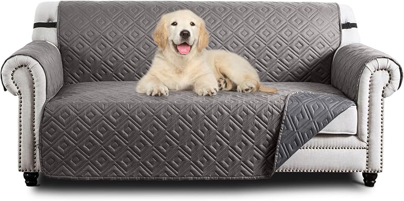 Hafaa 3 Seater Sofa Cover Water Resistant Light/Dark Grey Non Slip Reversible