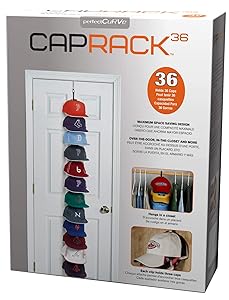 Perfect Curve Cap Rack System - Baseball Cap Organizer (Holds 36 Caps, Black)
