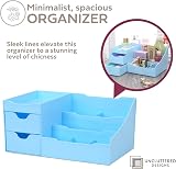 UNCLUTTERED DESIGNS Makeup Organizer With Drawers Blue Modern Vanity Storage view 2