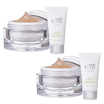 Amazon Com Vivo Per Lei Facial Peeling Gel Face Peel Containing Dead Sea Minerals And Nut Shell Powder Exfoliating Gel And Blackhead Remover Pack Of 2 Includes 2 Travel Facial Peel Tubes Beauty