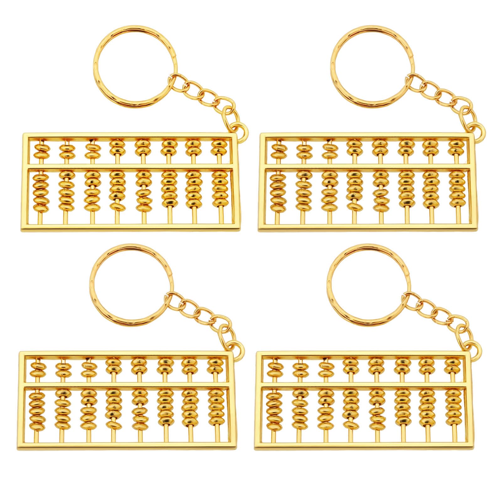 ECSiNG 4pcs Alloy Abacus Pendant Metal Keychain Key Ring Suitable for DIY Car Key Handbag Pendant Key Holder Gold (6x2.5x0.5cm)