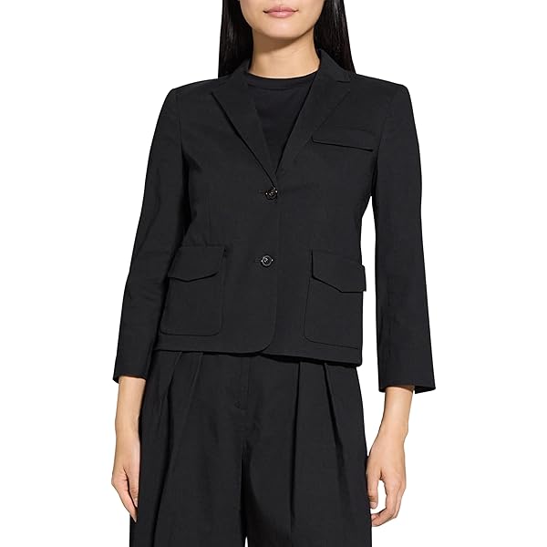 Theory Women's Shrunken Patch Pocket Jacket, Black, 0 at Amazon