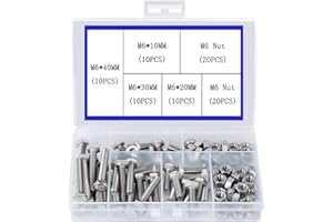 newlng M6 304 Stainless Steel Nuts and Bolts, Hex Flat Head Cap Bolts Screws Nuts Hexagon Socket Head Screw,Heavy Duty Hex Bolts Nuts Assortment, Head Mechanical Parts Combination Box