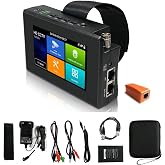 EVERSECU 5 in 1 CCTV Tester Support Up to 4K IP Camera &amp; 720P/1080P/3mp/4mp/5 Megapixel AHD, TVI, CVI &amp; CVBS Analog Camera, 4" Touch Screen Security Video Monitor, POE Out, IP Scan, UTP Cable Test
