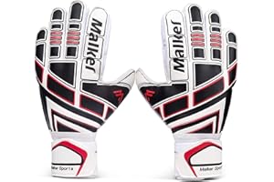 Malker Soccer Goalie Gloves Goalkeeper Gloves with Fingersave and Double Wrist Protection, Strong Grip Goalkeeper Gloves for Kids, Youth, Adults