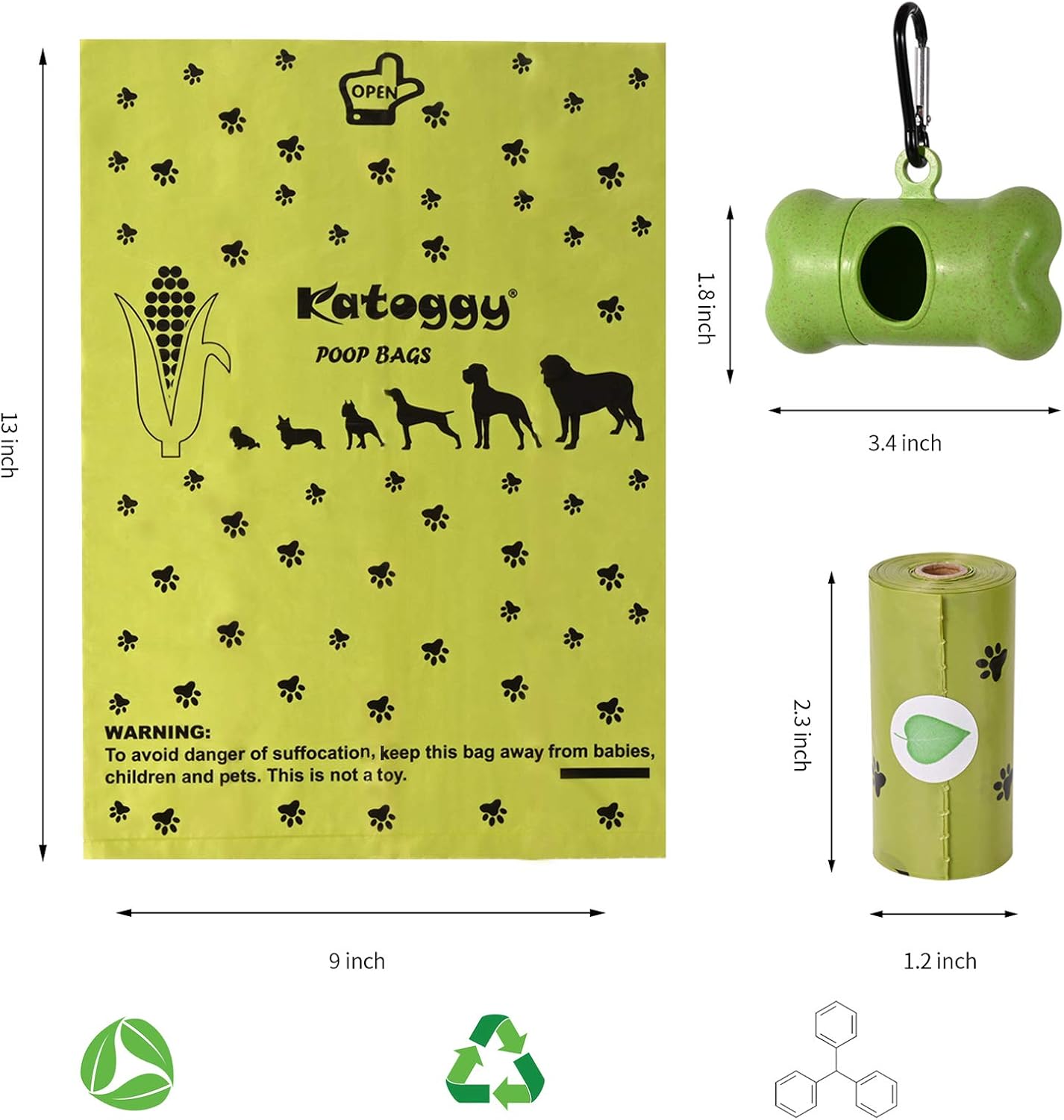 LinkRich Dog Poo Bags, 36 Rolls, 540 Counts, 32x23CM Biodegradable and Compostable Poop Bags with Dispenser, Extra Thick - Image 3