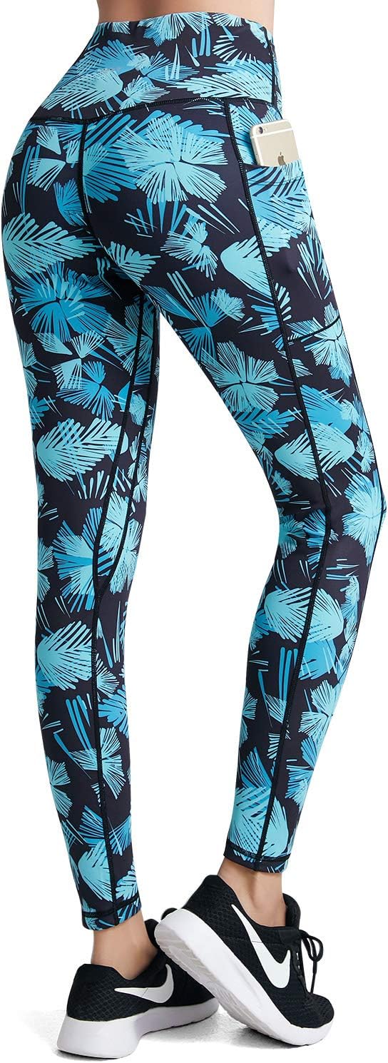 FETY Women's High Waist Leggings Full-Length Yoga Pants with Pockets, Tummy Control Workout 4 Way Stretch Pants for Women