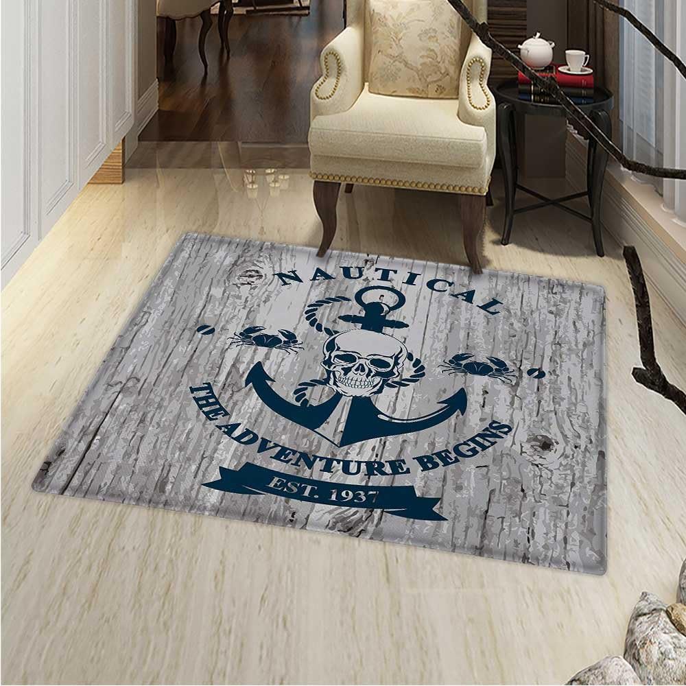 Anchor Area Rug Art with Anchor Skull Rope Nautical the