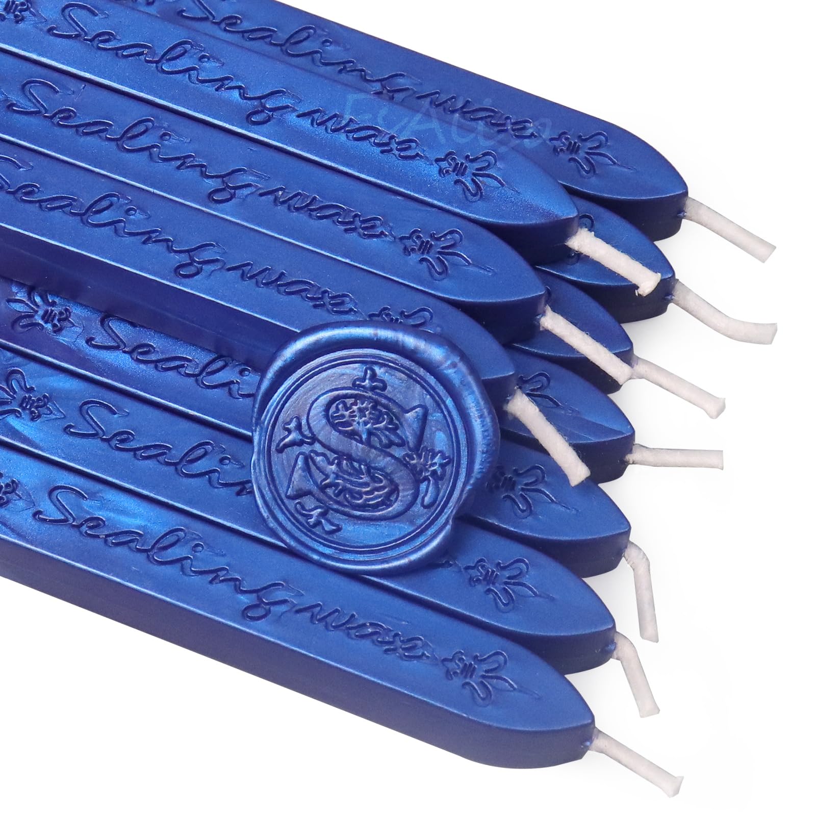 Sea Blue Sealing Wax Sticks with Wick, fsalisa 10Pcs Wax Seal Sticks for Wax Seal Stamp Decorative Wedding Invitations, Cards Envelopes, Gift Packages