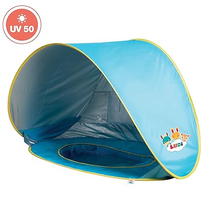 Tente Et Piscine Pop Up Par Ludi En Tissu Avec Protection Uv 50 Dès 10 Mois Tente Composée Dune Piscine Et Dun Auvent Piscine De Plage